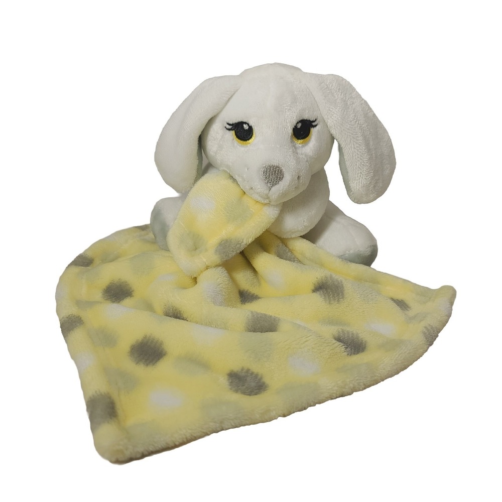 Little Beginnings Puppy Dog Lovey Yellow Plush White Gray Security Blanket